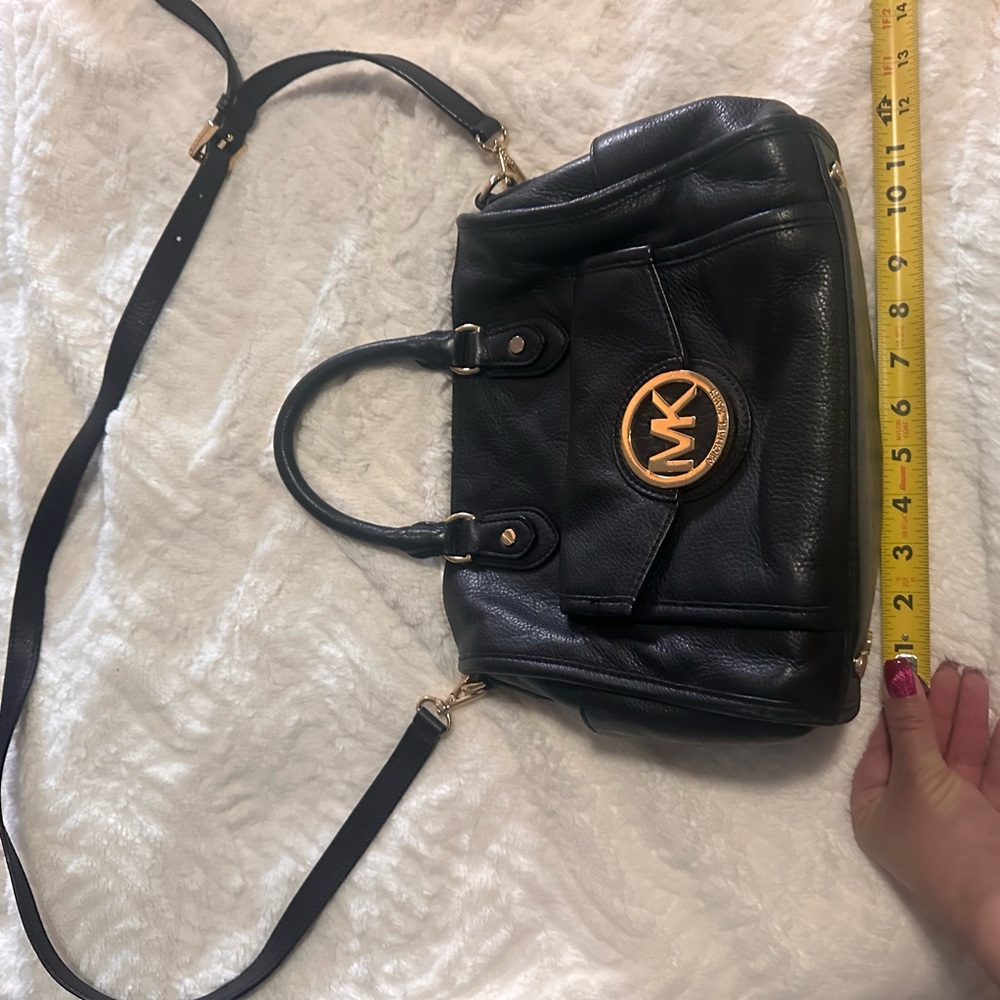 Black Michael Kors Leather Handbag with Gold Accents